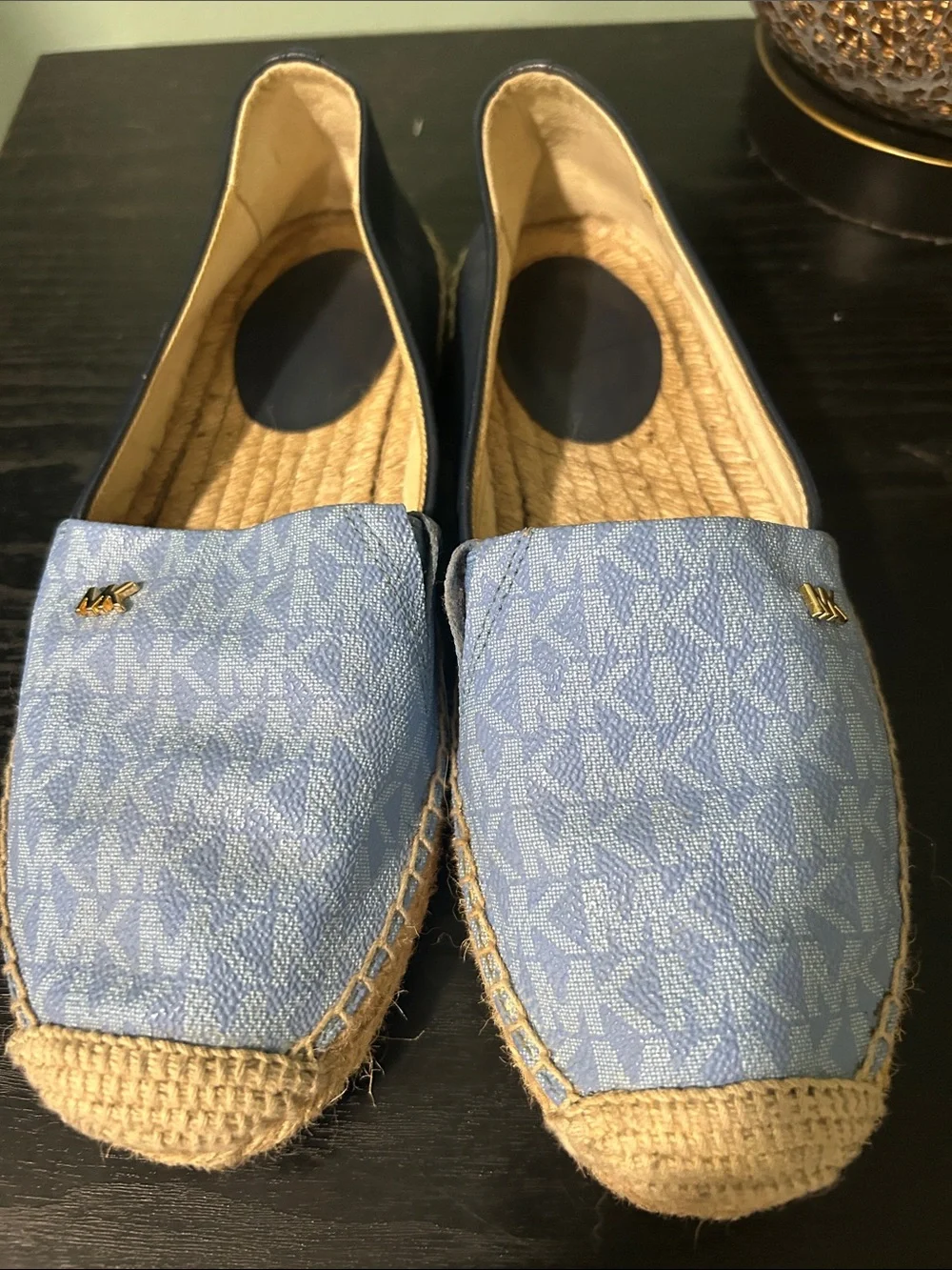 Michael Kors Light Blue MK Monogram Espadrille Slip-Ons